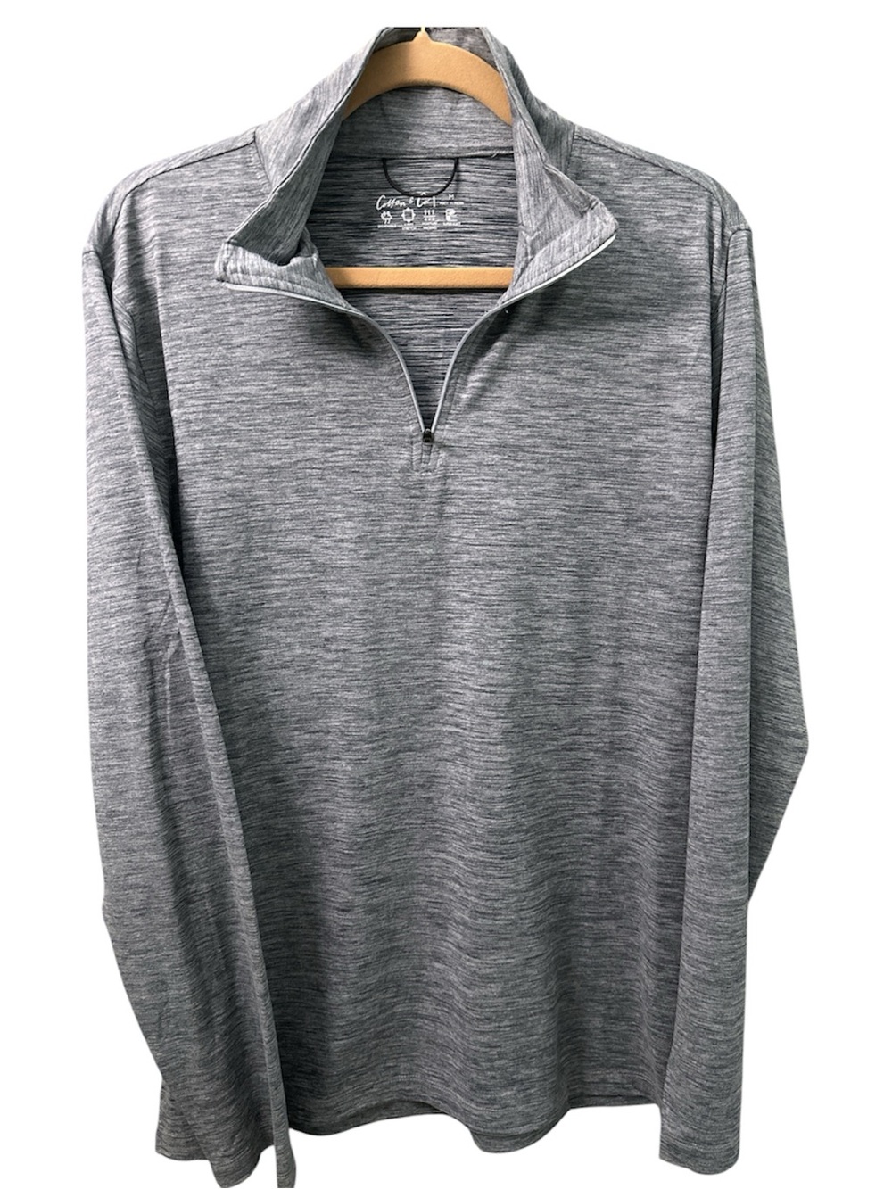 Cotton & Co. Women’s Heather Gray Quarter-Zip Performance Long-Sleeve Shirt M